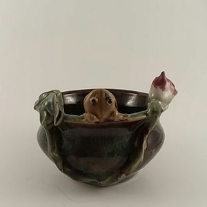 Beautiful handmade planter with frog